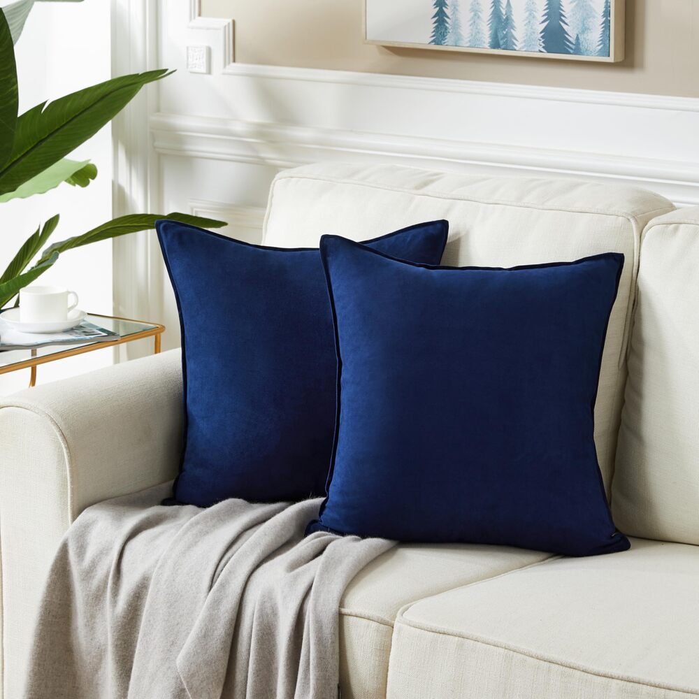 4210 22x22 Pillow Covers, Pack of 2 Navy Blue Throw Pillow Covers, Super